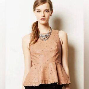 Anthropologie HD in Paris Vegan Leather Peplum Top Sz. 10